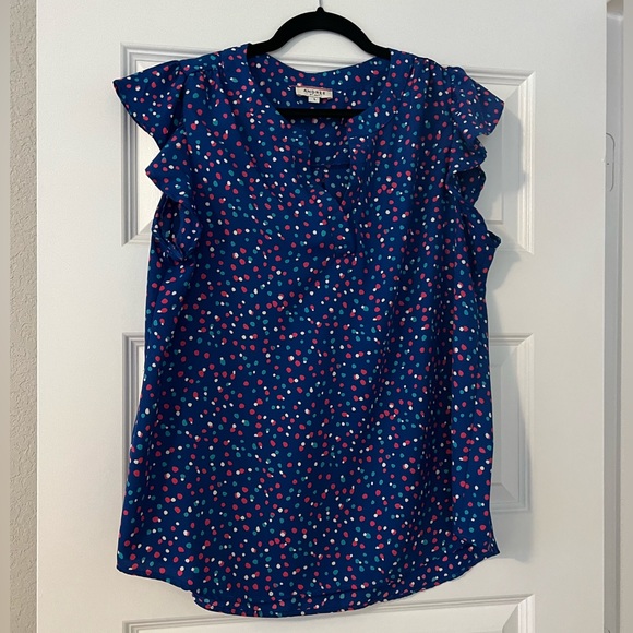 Bright Blue top with polka dots - Picture 2 of 4